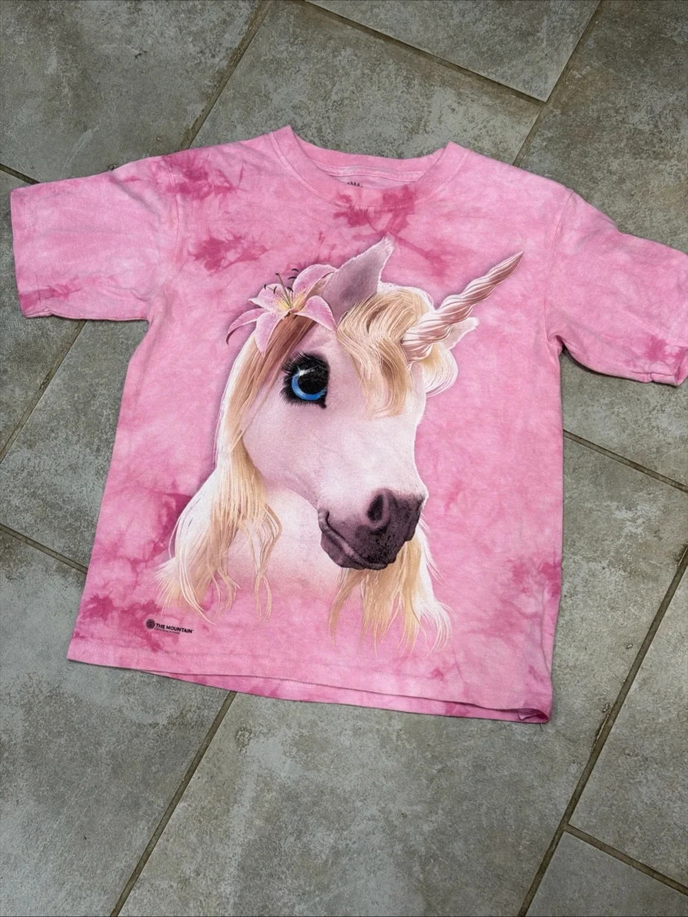 Girls The Mountain Pink Summer Unicorn Tie Dye T-Shirt Size Large